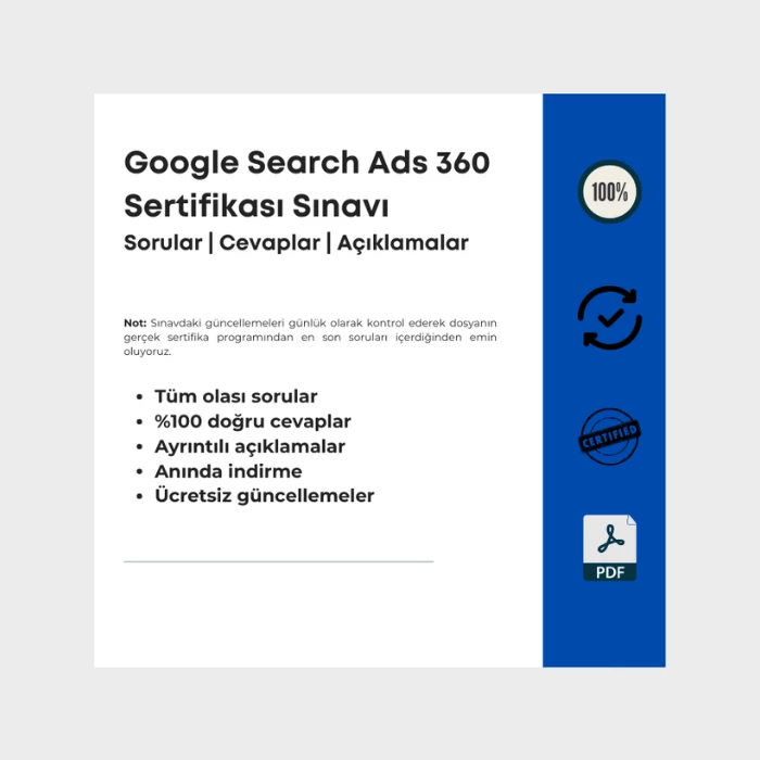 Cevapları içeren dosya Google Search Ads 360 Sertifikası Sınavı